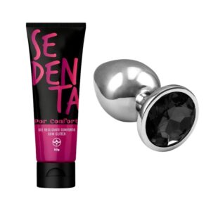 Kit Sedenta Por Conforto Gel Deslizante com Glitter e Plug Anal