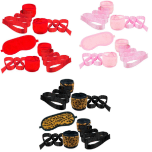Kit Bondage com Algema Tornozeleira e Venda em Pelúcia