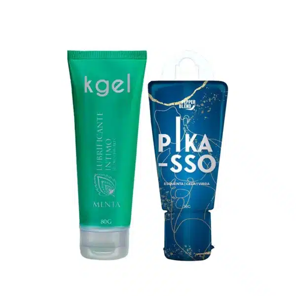 Duplinha com Pikasso Gel Comestível Esquenta, Gela e Vibra e Kgel Lubrificante Íntimo 80g